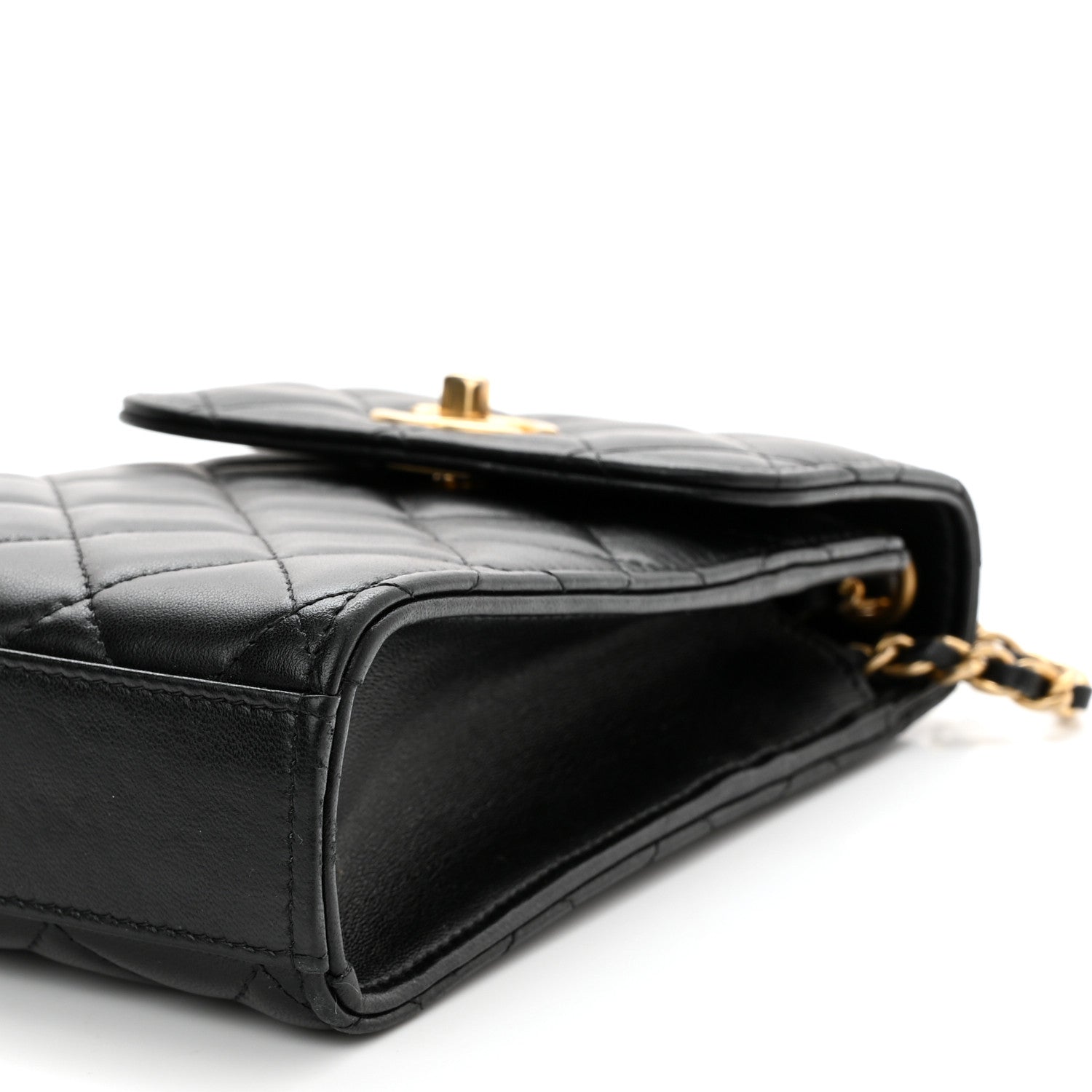 Chanel Lambskin Quilted Pearl Crush Phone Holder With Chain Black 11 of 12