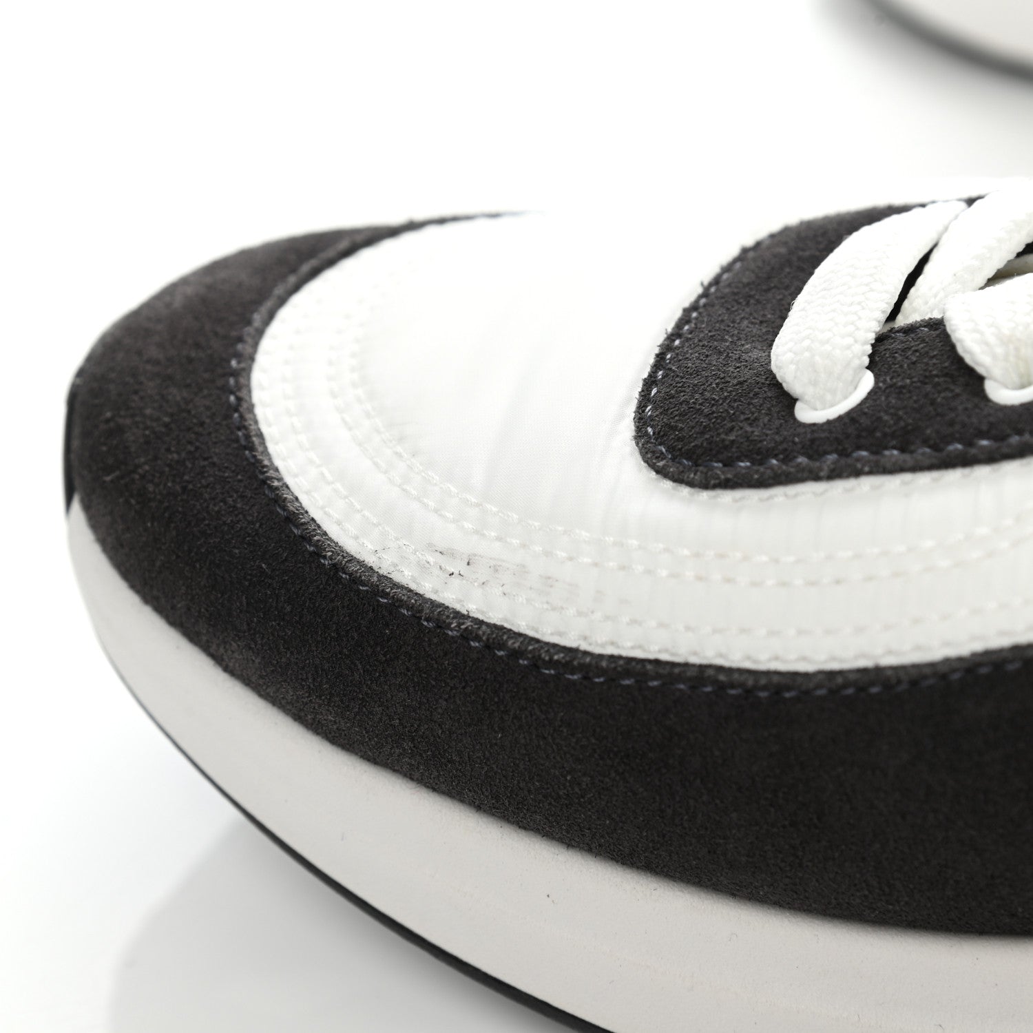 Chanel Nylon Suede Calfskin CC Sneakers 39 White Dark Grey 9 of 10