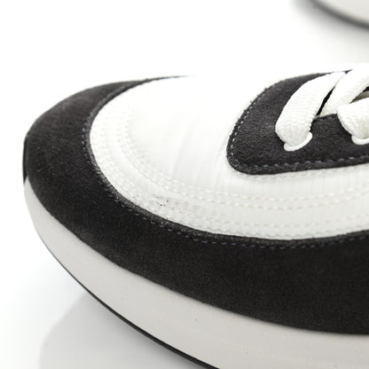 Chanel Nylon Suede Calfskin CC Sneakers 39 White Dark Grey 9 of 10