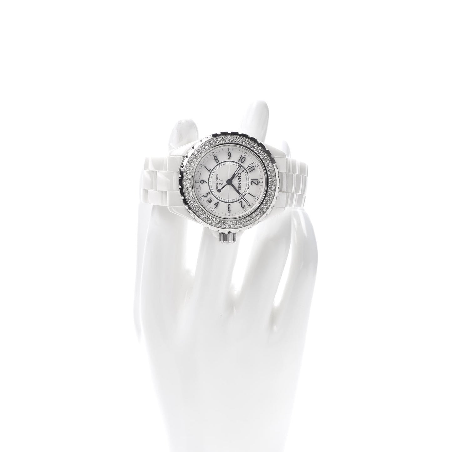 Stainless Steel Ceramic Diamond Pave Bezel 38mm J12 Automatic Watch White