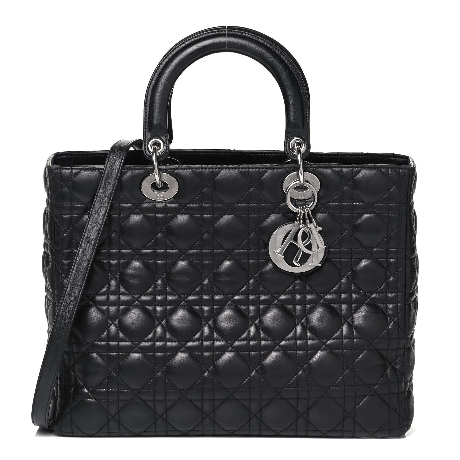 Christian Dior Lambskin Cannage Large Lady Dior Black 2 of 10