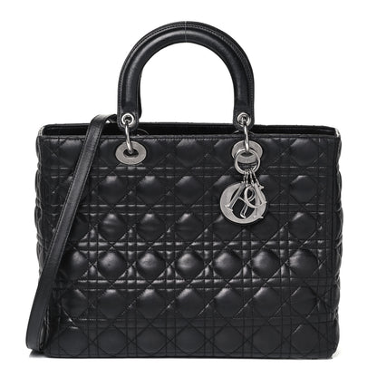 Christian Dior Lambskin Cannage Large Lady Dior Black 2 of 10