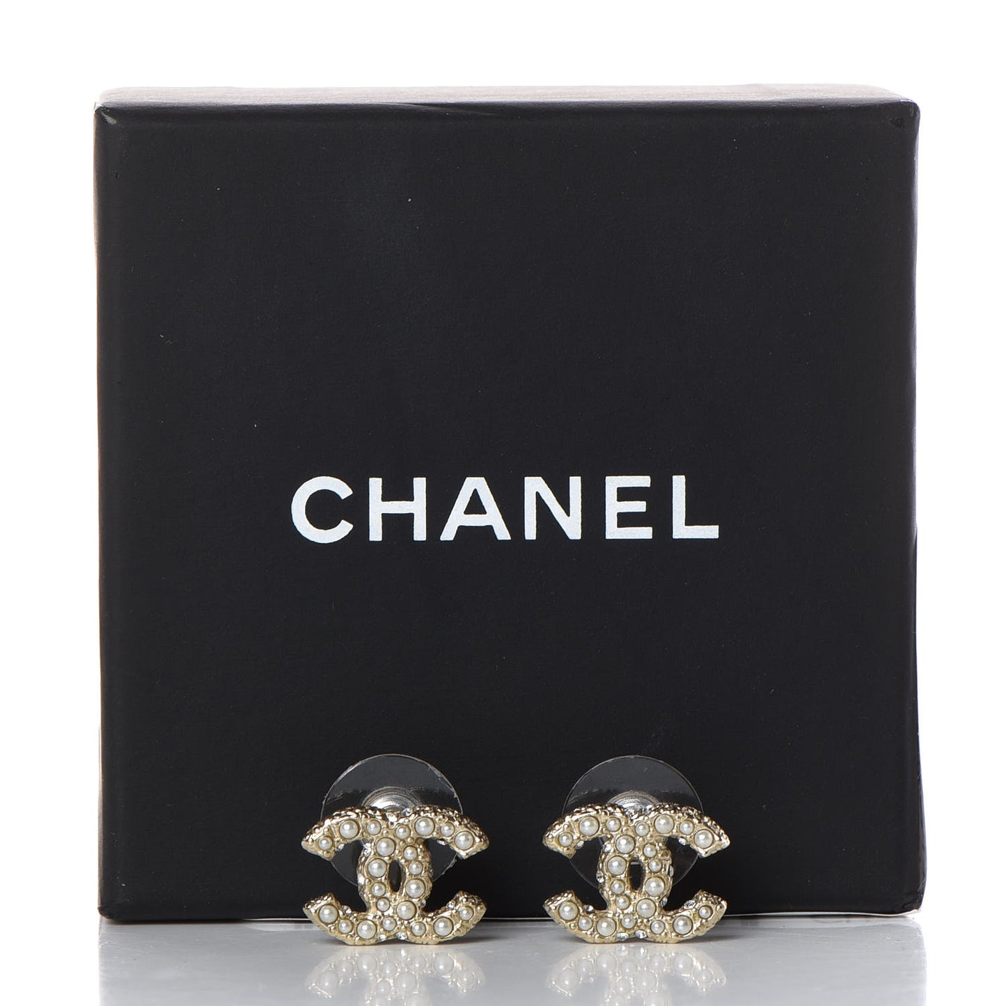 Pearl Crystal CC Earrings Gold