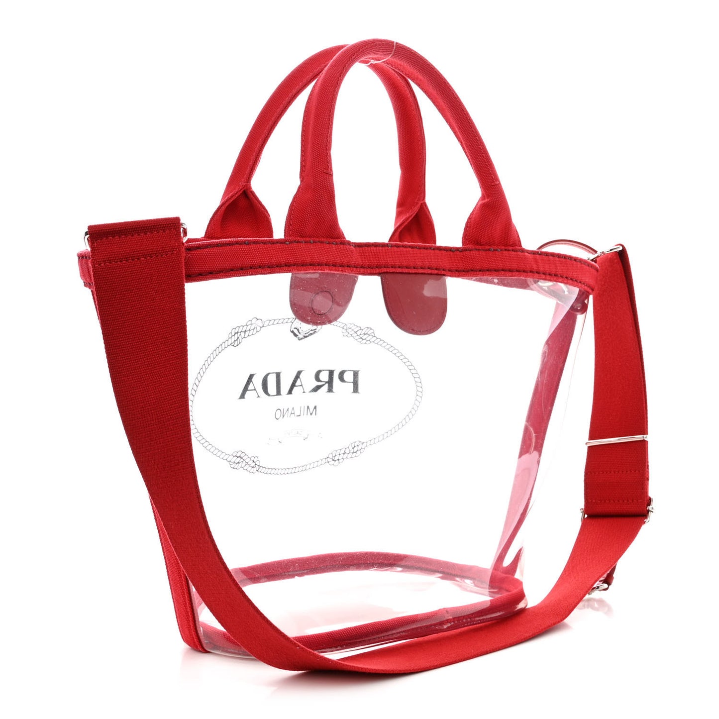 Plexiglass Calfskin Small Shopper Tote Rosso