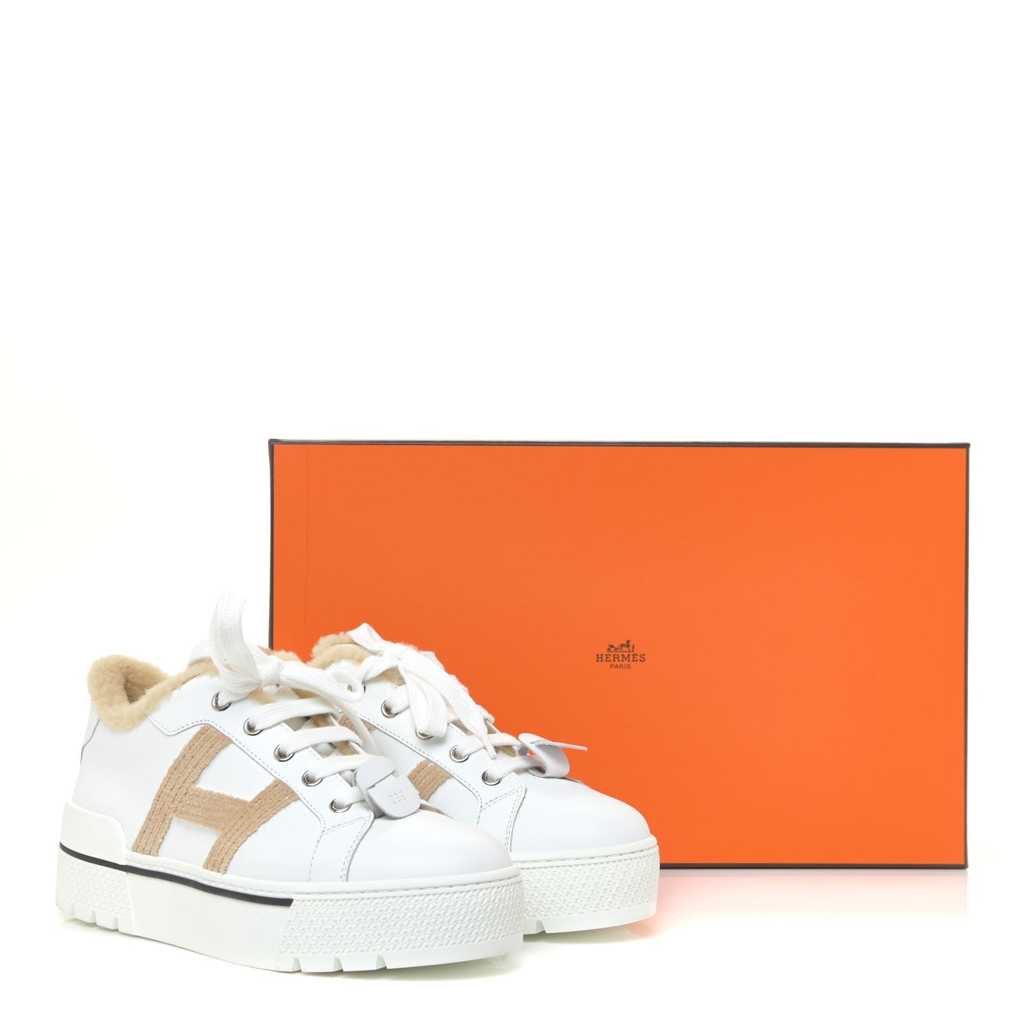 Hermes Calfskin Woolskin Dare Sneakers 36 White Ecru 14 of 14