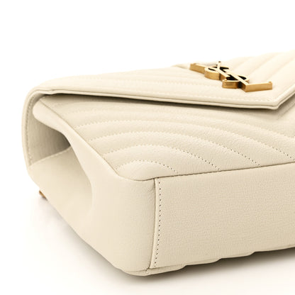 Saint Laurent Sheepskin Matelasse Chevron Monogram Medium College Bag Crema Soft 9 of 11