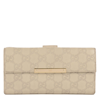 Gucci Guccissima Margaux Calfskin Metal Bar Continental Flap Wallet Mystic White 1 of 8