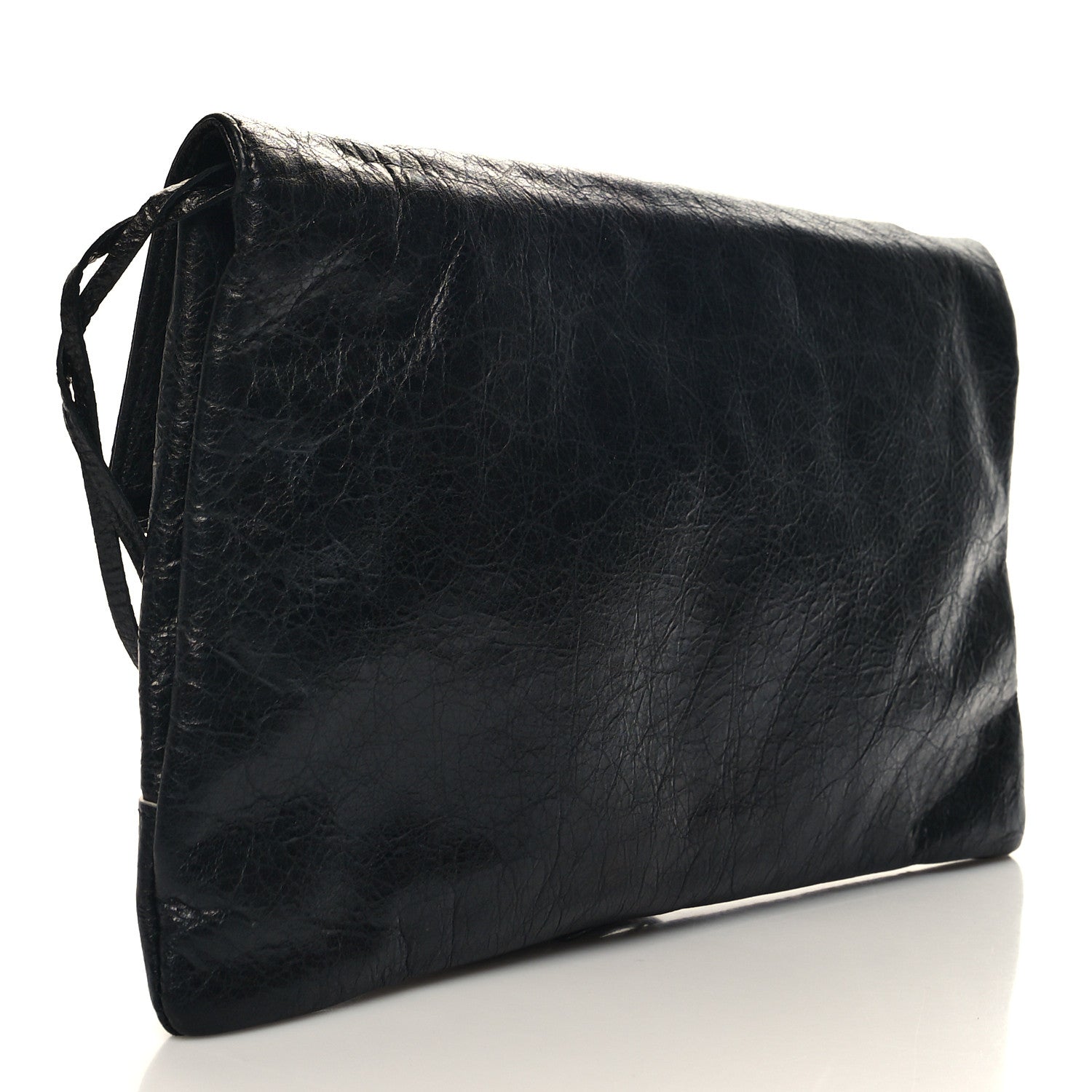 Balenciaga Agneau Silver Metallic Edge Hardware Envelope Clutch Black 4 of 12