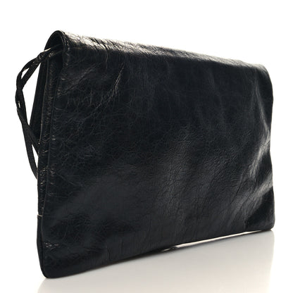 Balenciaga Agneau Silver Metallic Edge Hardware Envelope Clutch Black 4 of 12