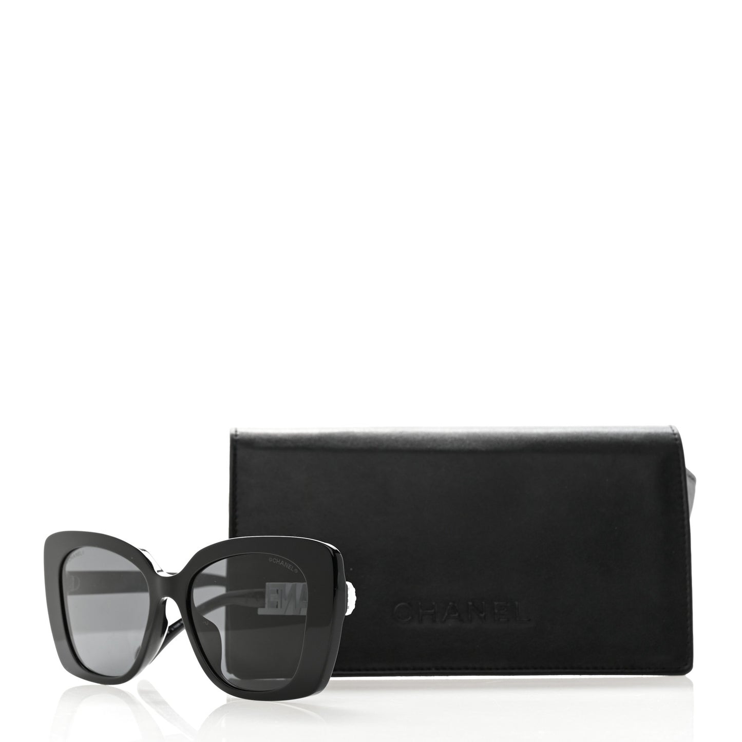 Acetate Strass Polarized Square Sunglasses 5422-B-A Black White