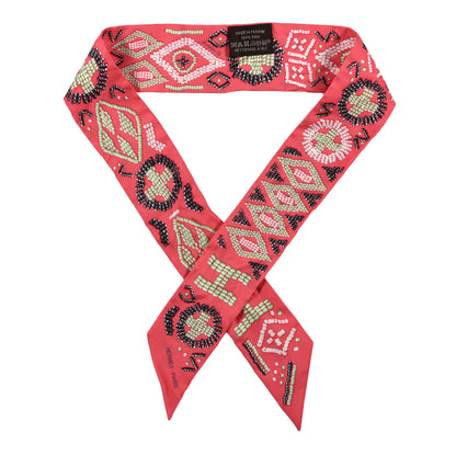 Hermes Silk Kelly En Perles Twilly Rose Vert Black 1 of 3