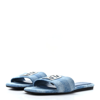 Givenchy Denim 4G Plaque Flat Sandals 38 Blue 3 of 8