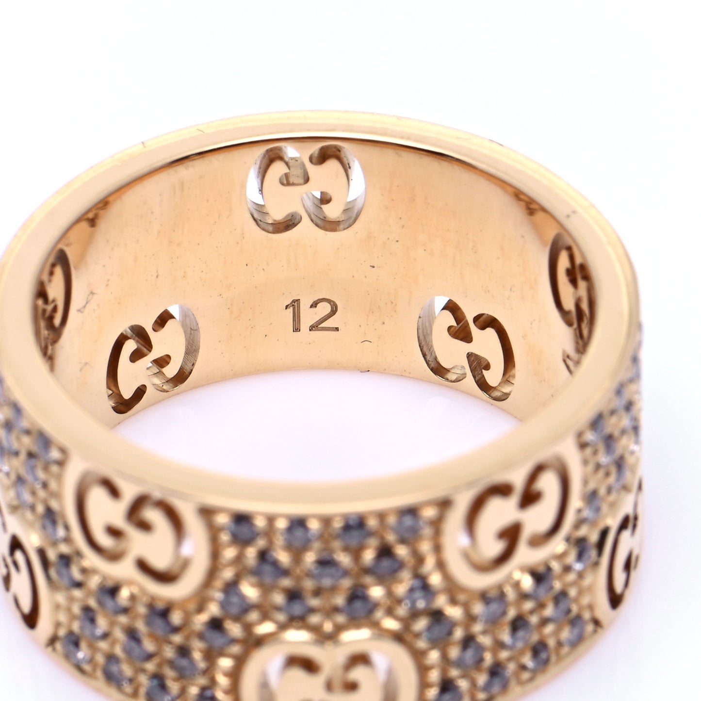 18K Yellow Gold Diamond Wide Icon Stardust Band Ring 52 6