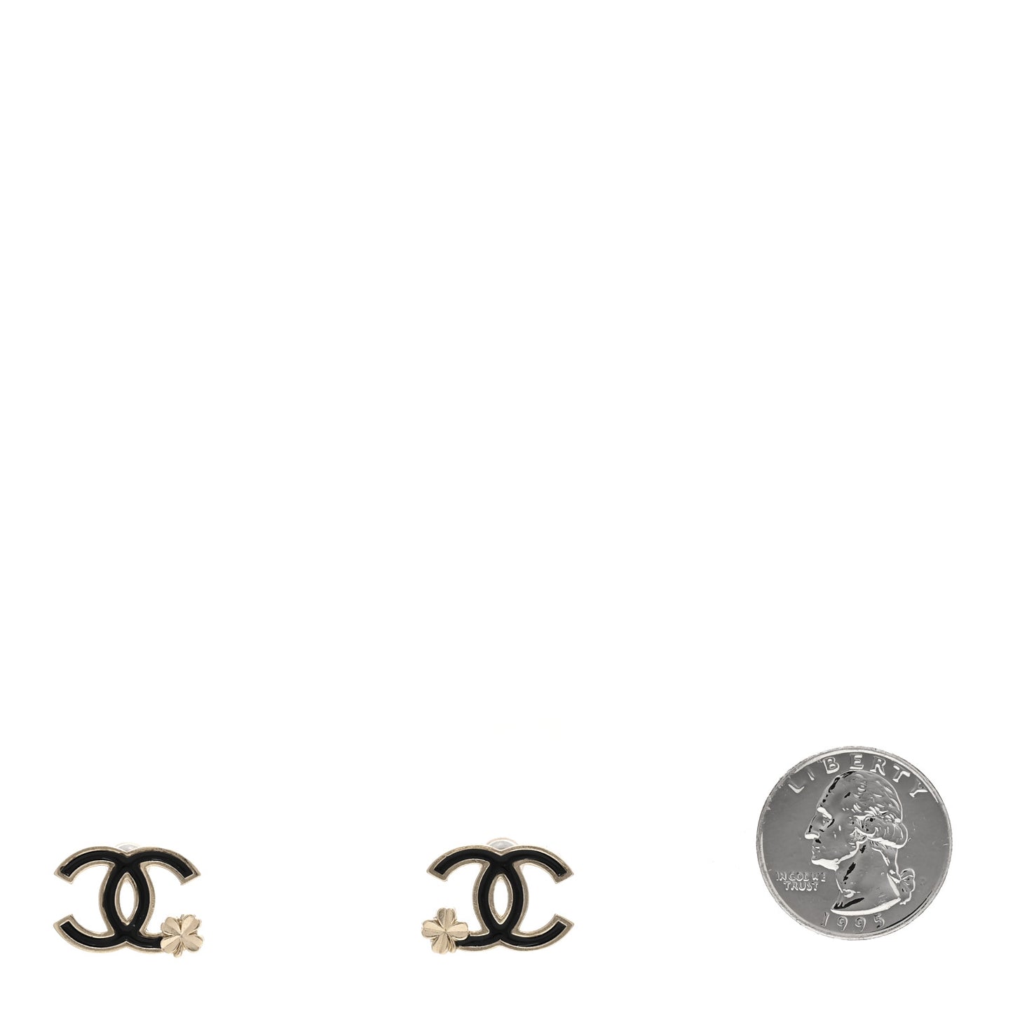 Enamel CC Clover Earrings Black Gold