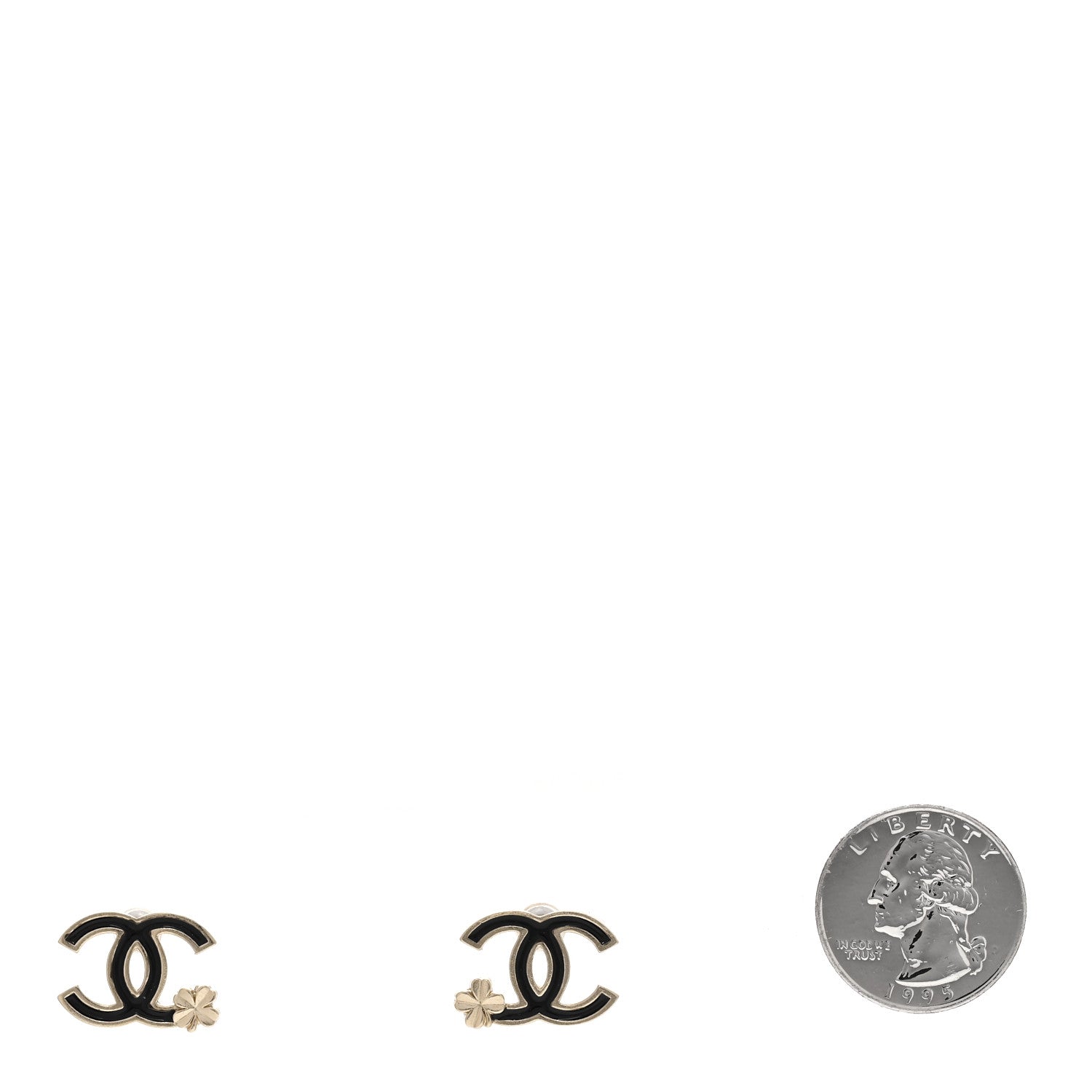 Chanel Enamel CC Clover Earrings Black Gold 2 of 4