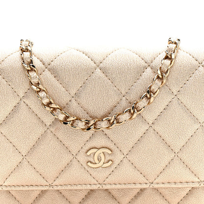 Chanel Metallic Lambskin Quilted Mini Wallet On Chain WOC Gold 9 of 12