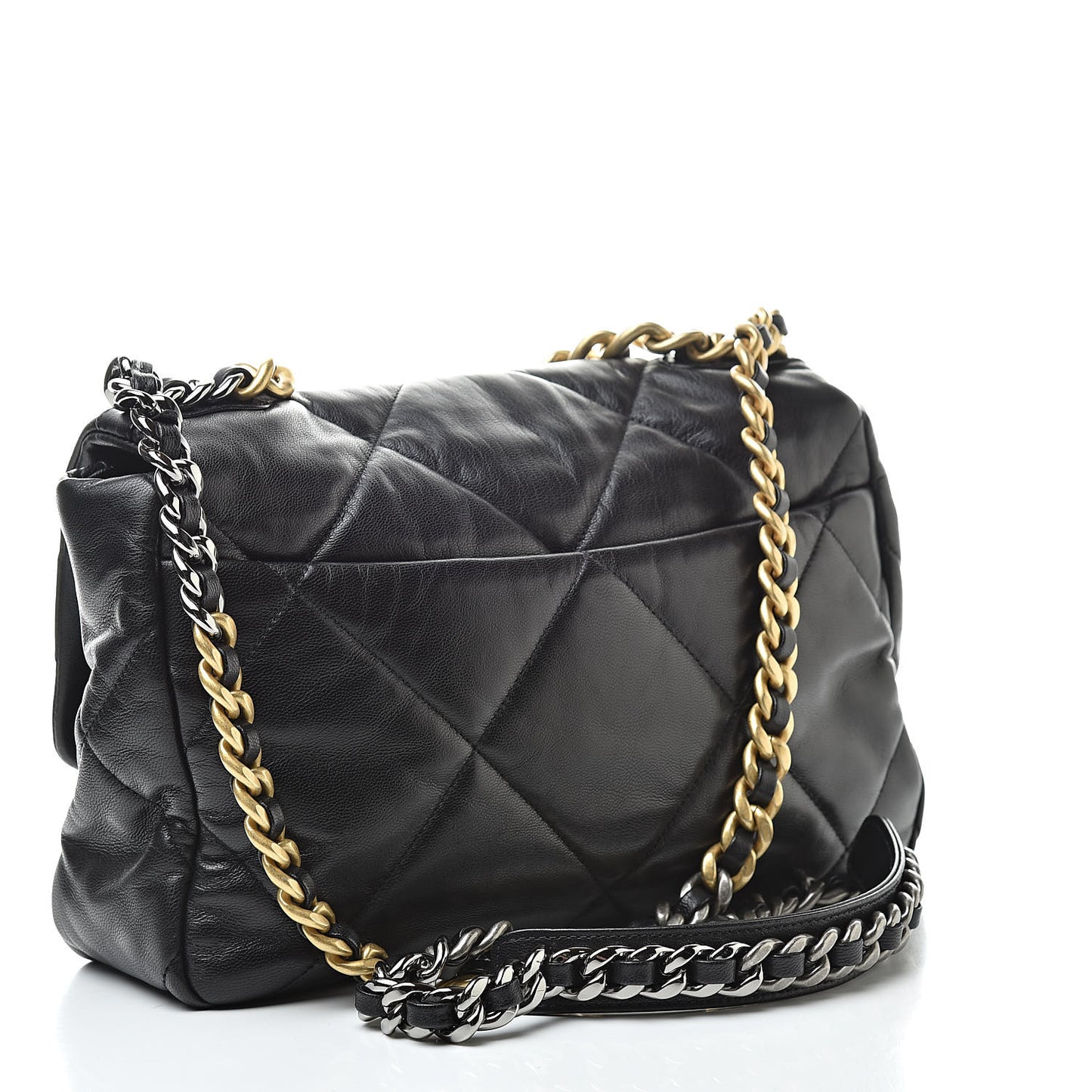 Lambskin Quilted Large 19 Flap Black