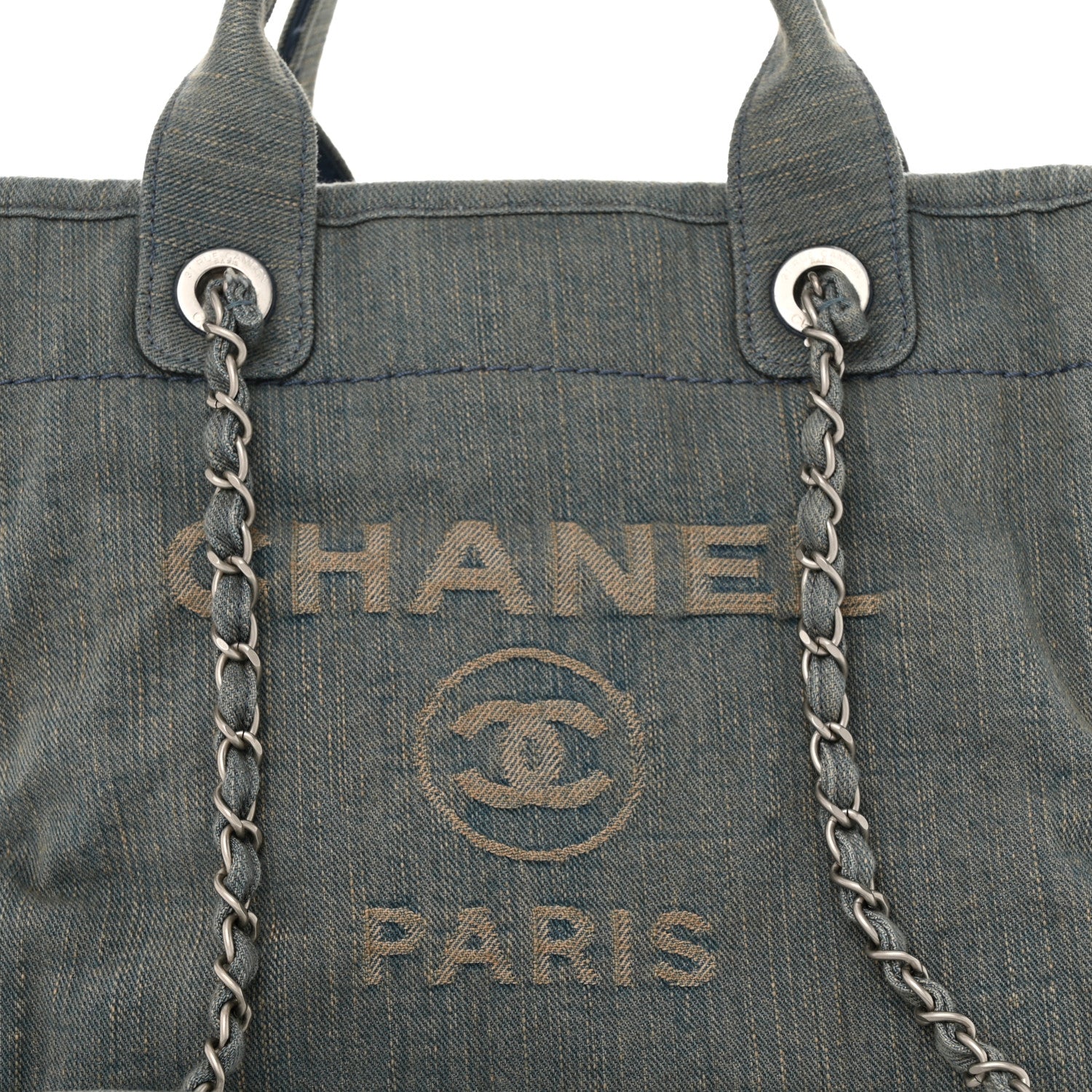 Chanel Denim Small Deauville Tote Light Blue 9 of 12