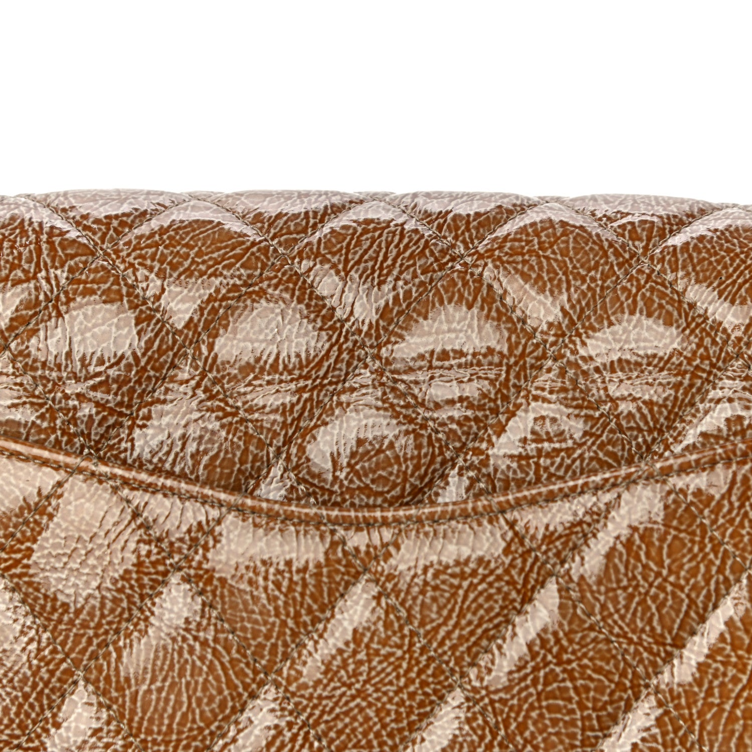 Chanel Crinkled Patent Quilted Medium Double Flap Brown 18 of 19