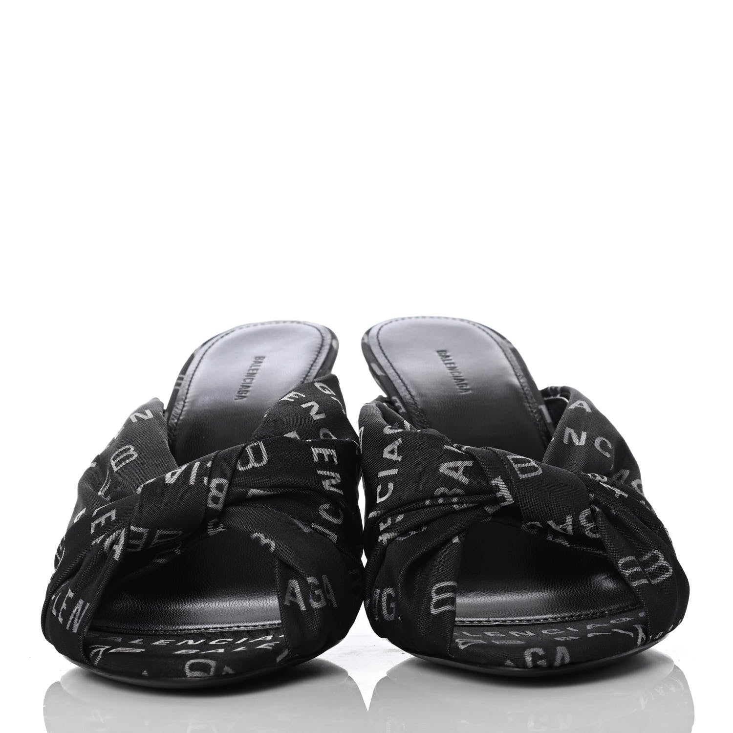 Balenciaga Jacquard Allover Logo Drapy 80mm Sandals 36.5 Black White 3 of 18