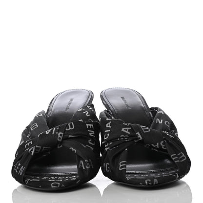 Balenciaga Jacquard Allover Logo Drapy 80mm Sandals 36.5 Black White 3 of 18