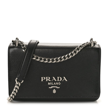 Prada Saffiano Chain Shoulder Bag Black 1 of 9