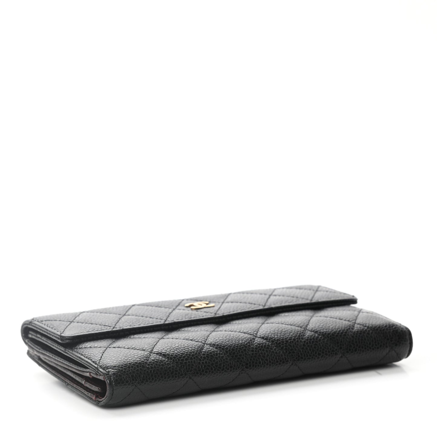 Caviar Quilted CC French Flap Wallet Black