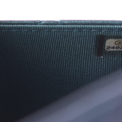 Chanel Metallic Lambskin Wallet On Chain WOC Turquoise 8 of 11