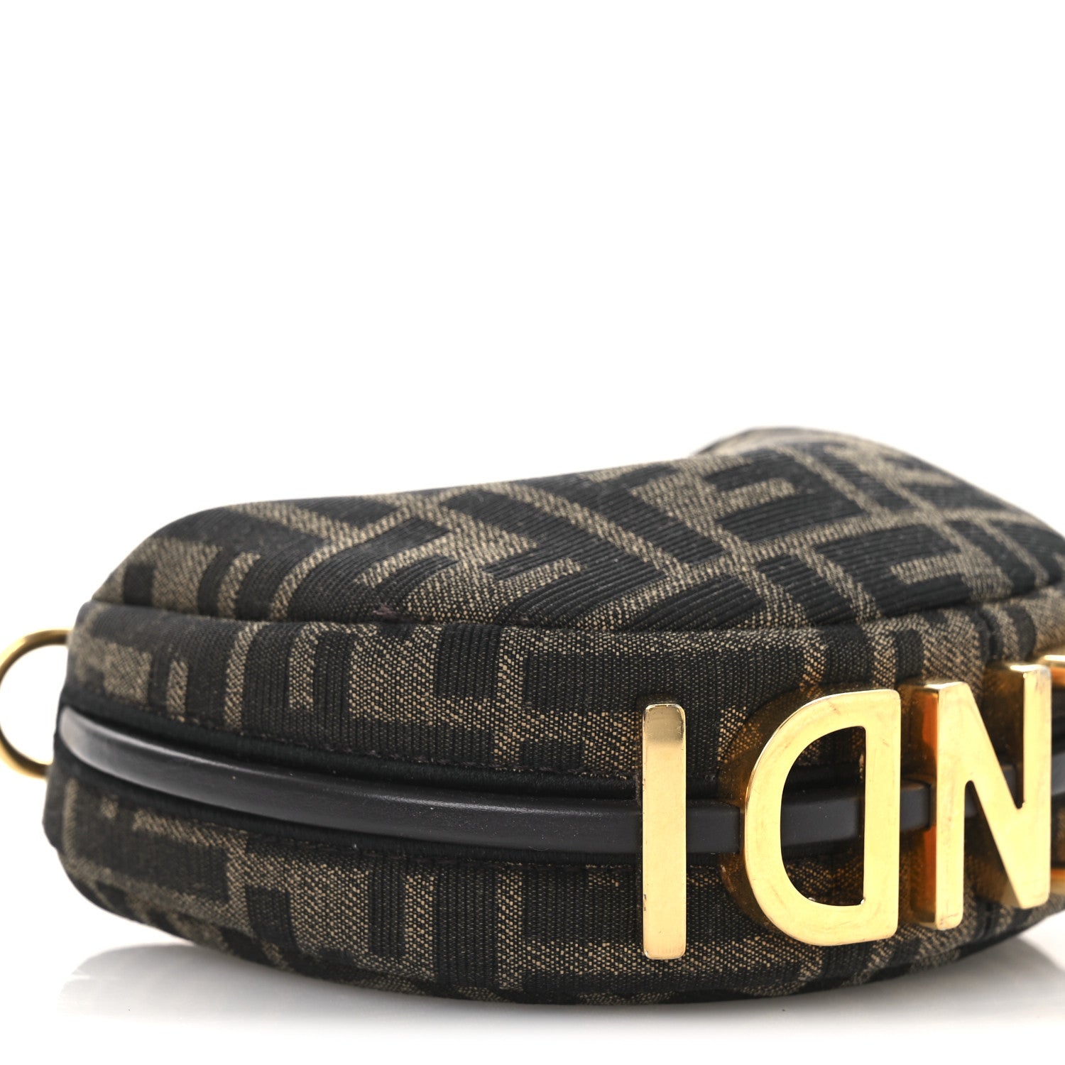 Fendi Fabric Jacquard FF 1974 Nano Fendigraphy Hobo Charm Tobacco Moro 9 of 12