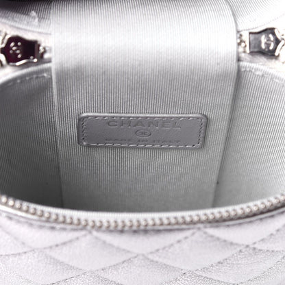Chanel Metallic Lambskin Quilted Phone Holder With Chain Silver 6 of 12