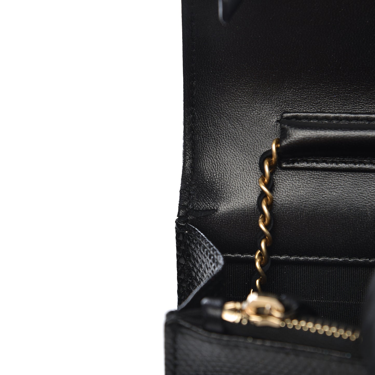 Metallic Lizard Golden Class Wallet on Chain WOC Black
