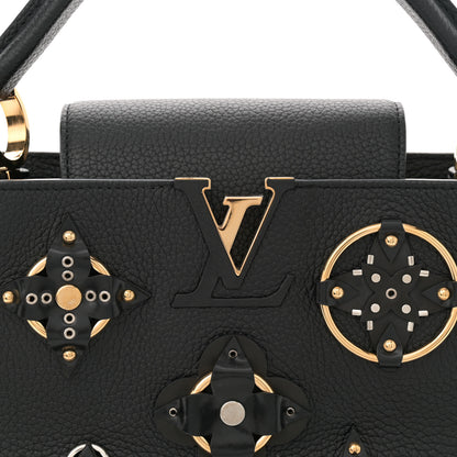 Louis Vuitton Taurillon Metallic Flowers Capucines PM Black 8 of 11