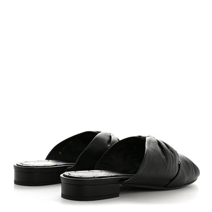 Chanel Lambskin Pearl Bow CC Flat Sandals 39 Black 5 of 10