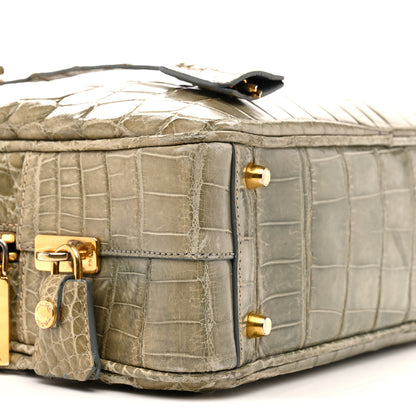 Prada Crocodile Bauletto Bag Blue 9 of 17