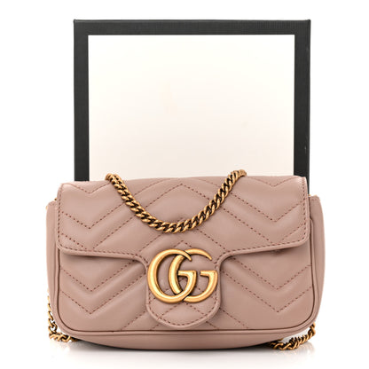 Gucci Calfskin Matelasse Super Mini GG Marmont Shoulder Bag Porcelain Rose 12 of 12