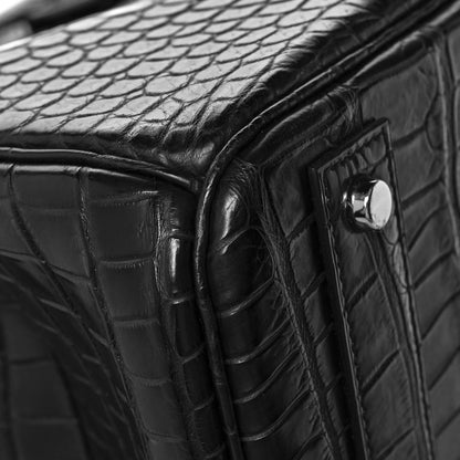 Hermes Matte Porosus Crocodile HAC Birkin 40 Black 7 of 11