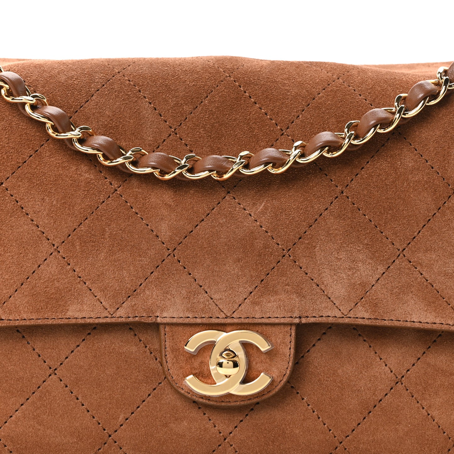 Suede Calfskin Small Souplissimo Maxi Flap Camel
