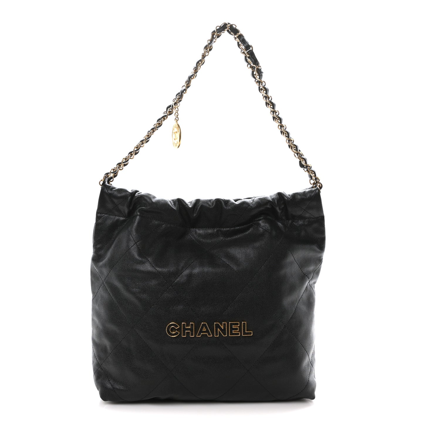 Shiny Caviar Quilted Small Chanel 22 Black