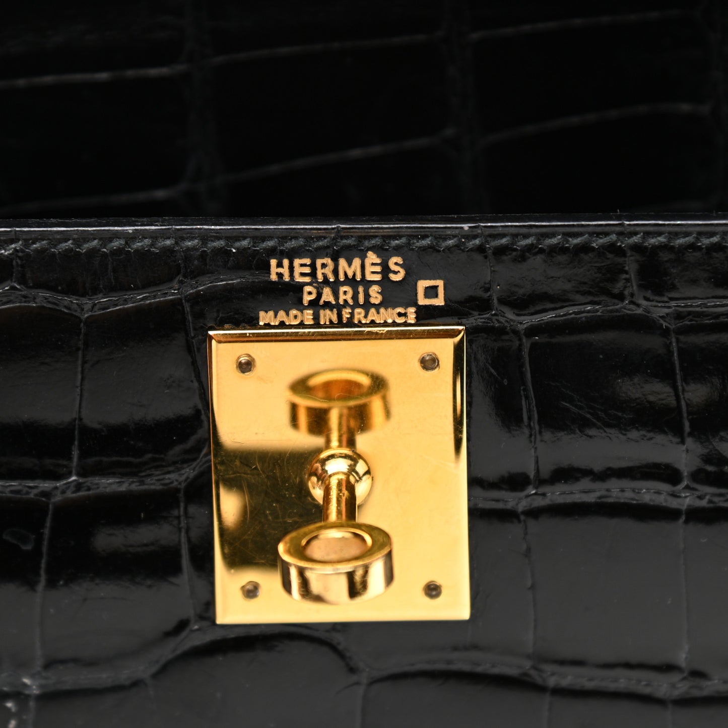 Shiny Alligator Kelly Sellier 28 Black