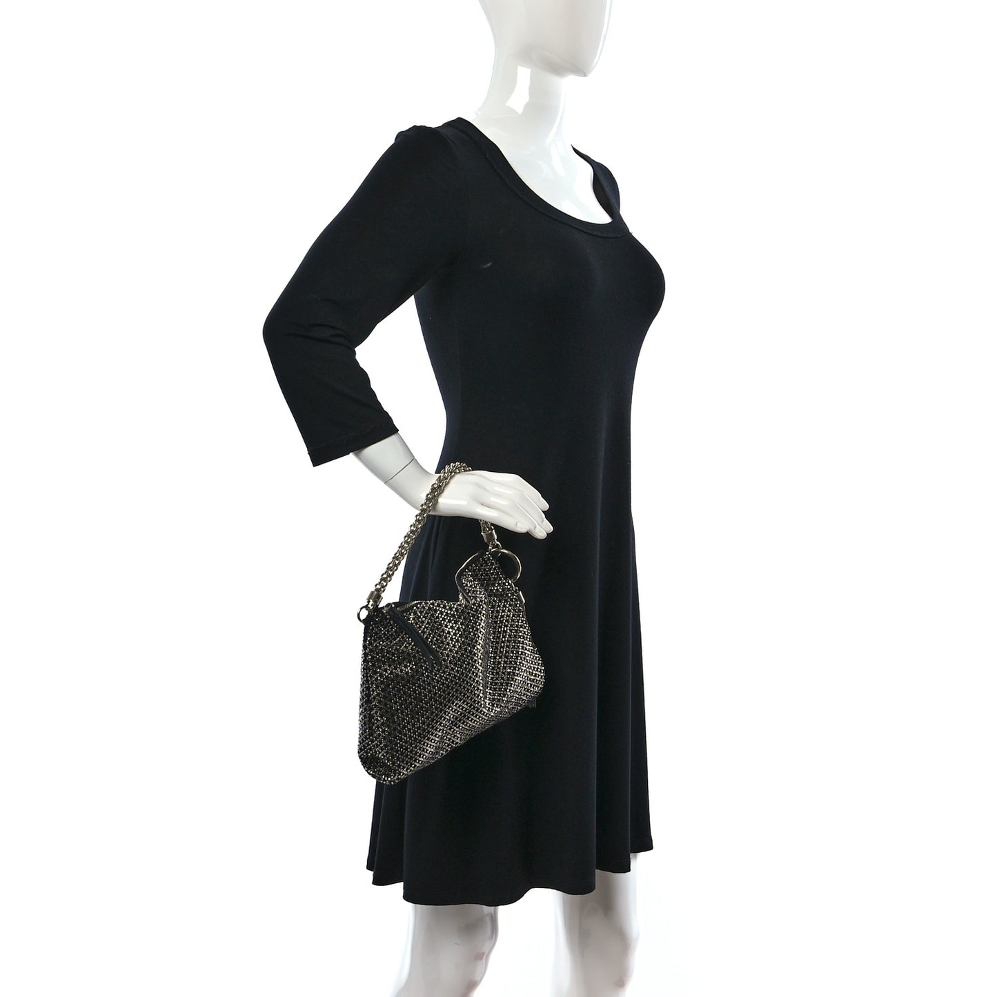 Suede Crystal Callie Tassel Shoulder Bag Silver