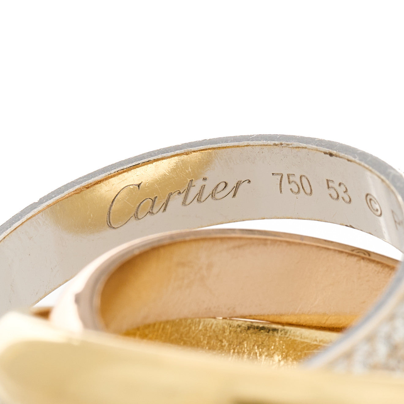 Cartier 18K White Yellow Pink Gold Diamond Classic Trinity Paved Ring 53 6.25 6 of 6