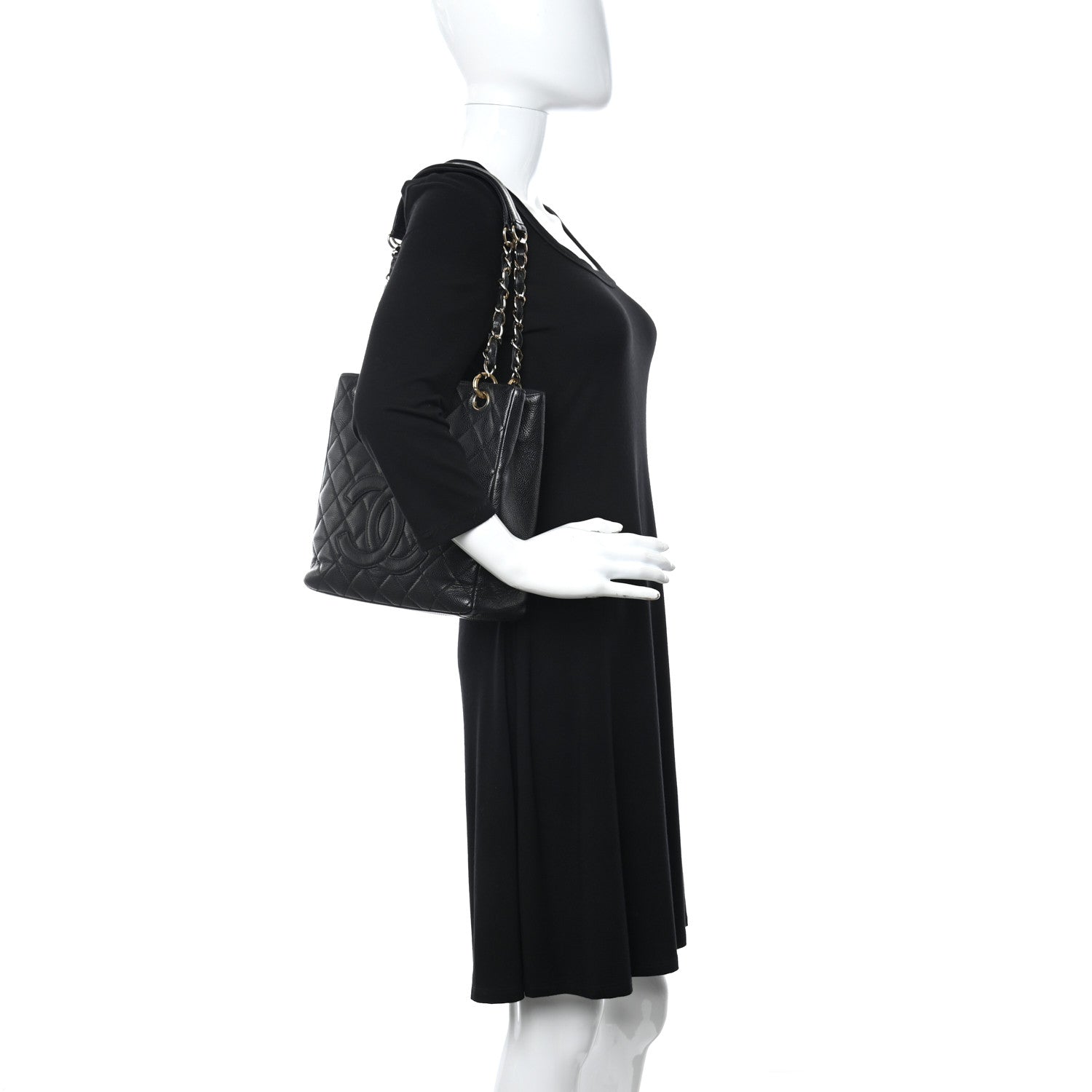 Chanel Caviar Quilted Petit Shopping Tote PST Black 2 of 8