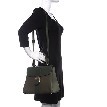 Delvaux Grained Calfskin Bi-Color Brillant MM Satchel Kaki 2 of 12