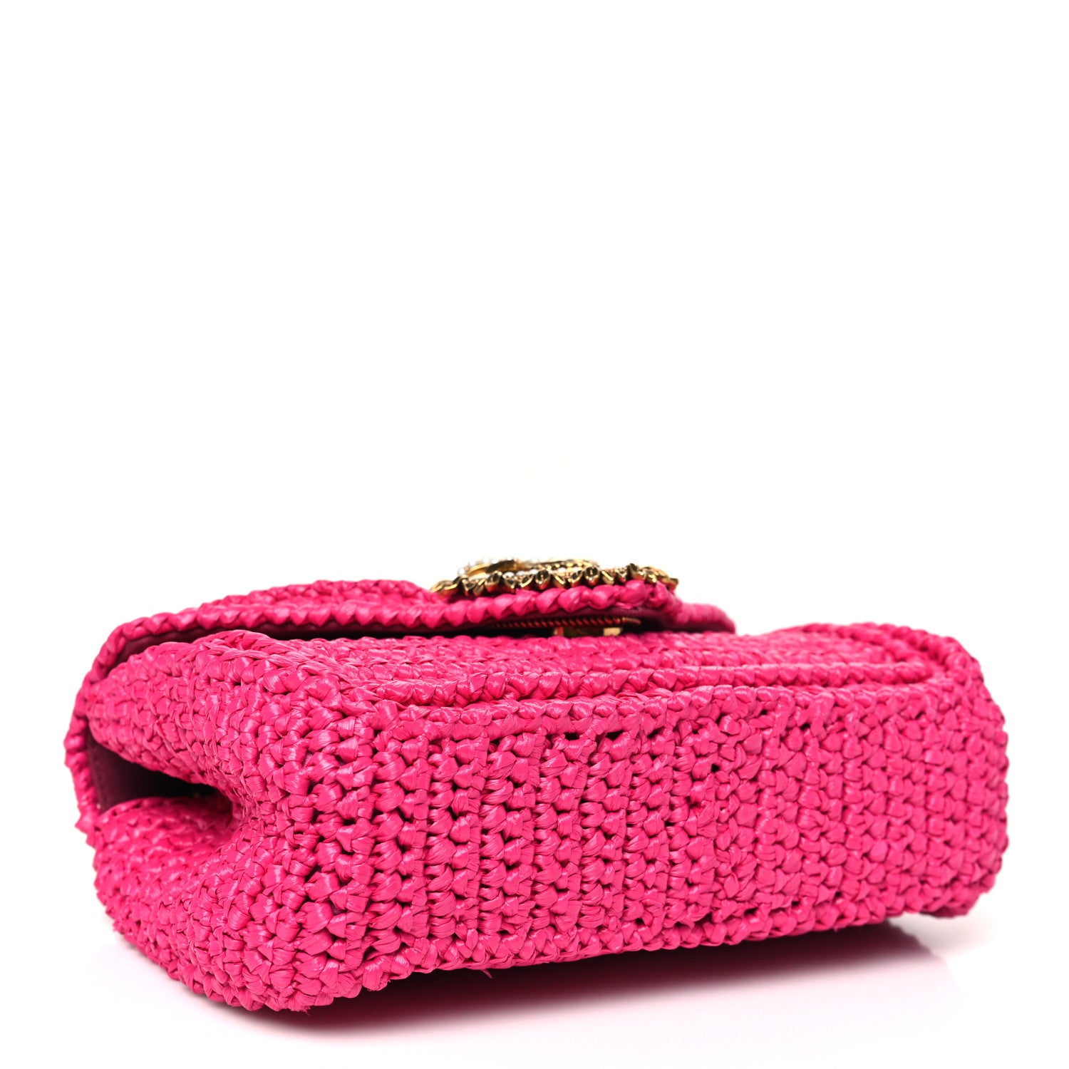 Dolce & Gabbana Raffia Woven Devotion Envelope Shoulder Bag Pink 4 of 9