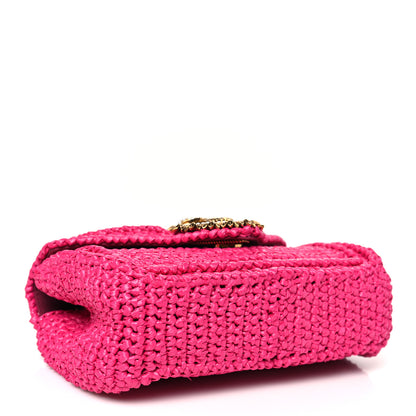 Dolce & Gabbana Raffia Woven Devotion Envelope Shoulder Bag Pink 4 of 9