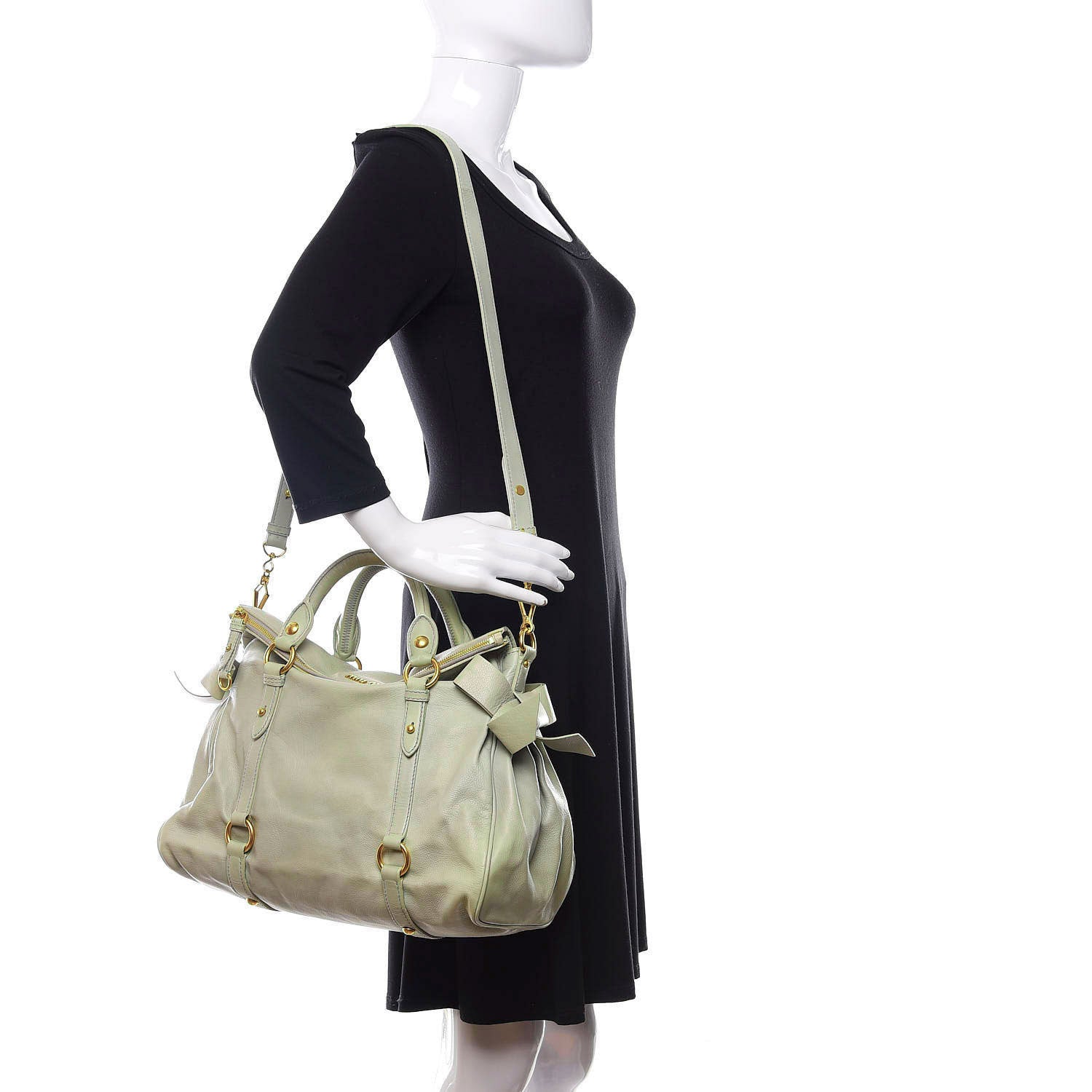Miu Miu Vitello Bow Bag Nube 2 of 16