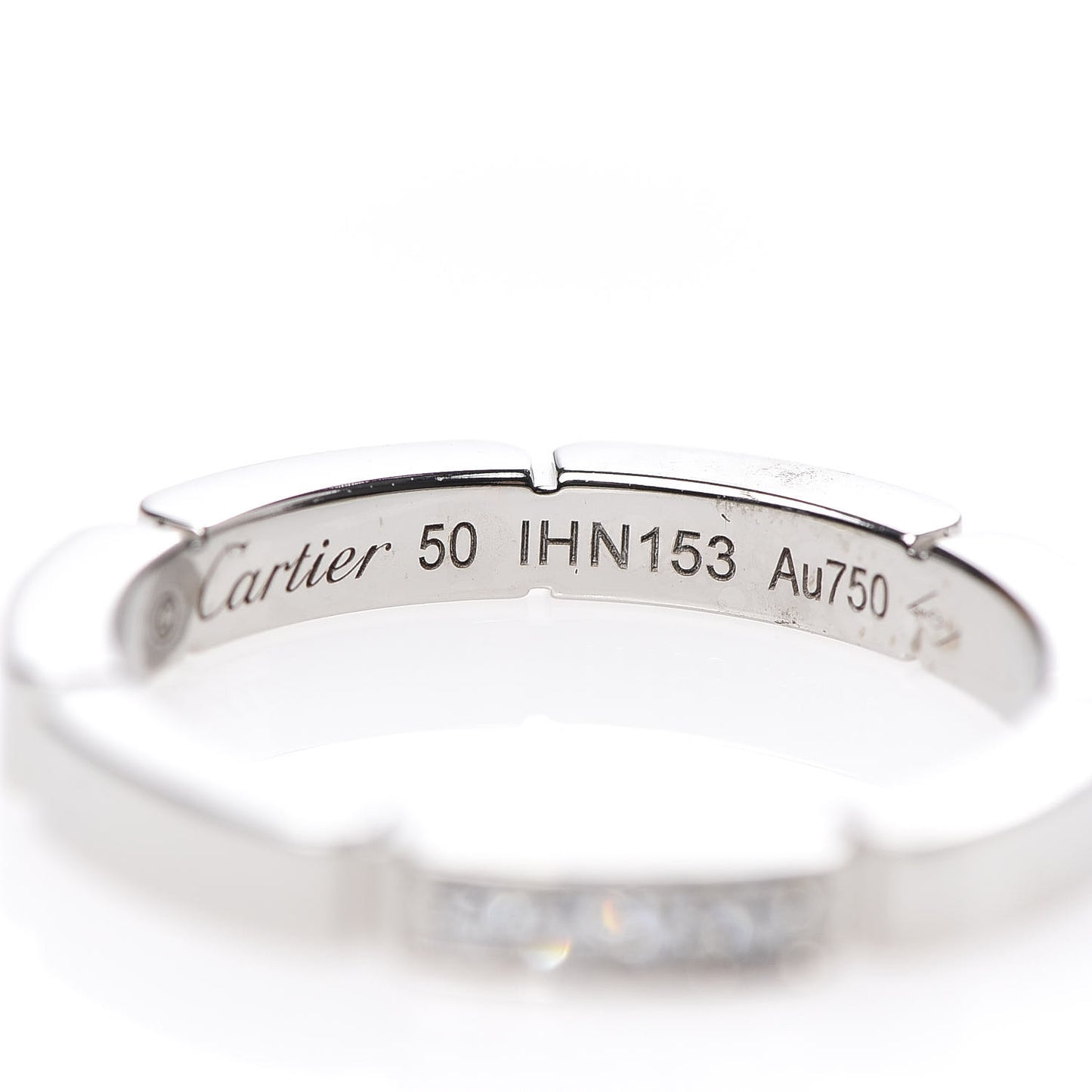 18K White Gold Diamond Maillon Panthere Wedding Band Ring 50 5.25