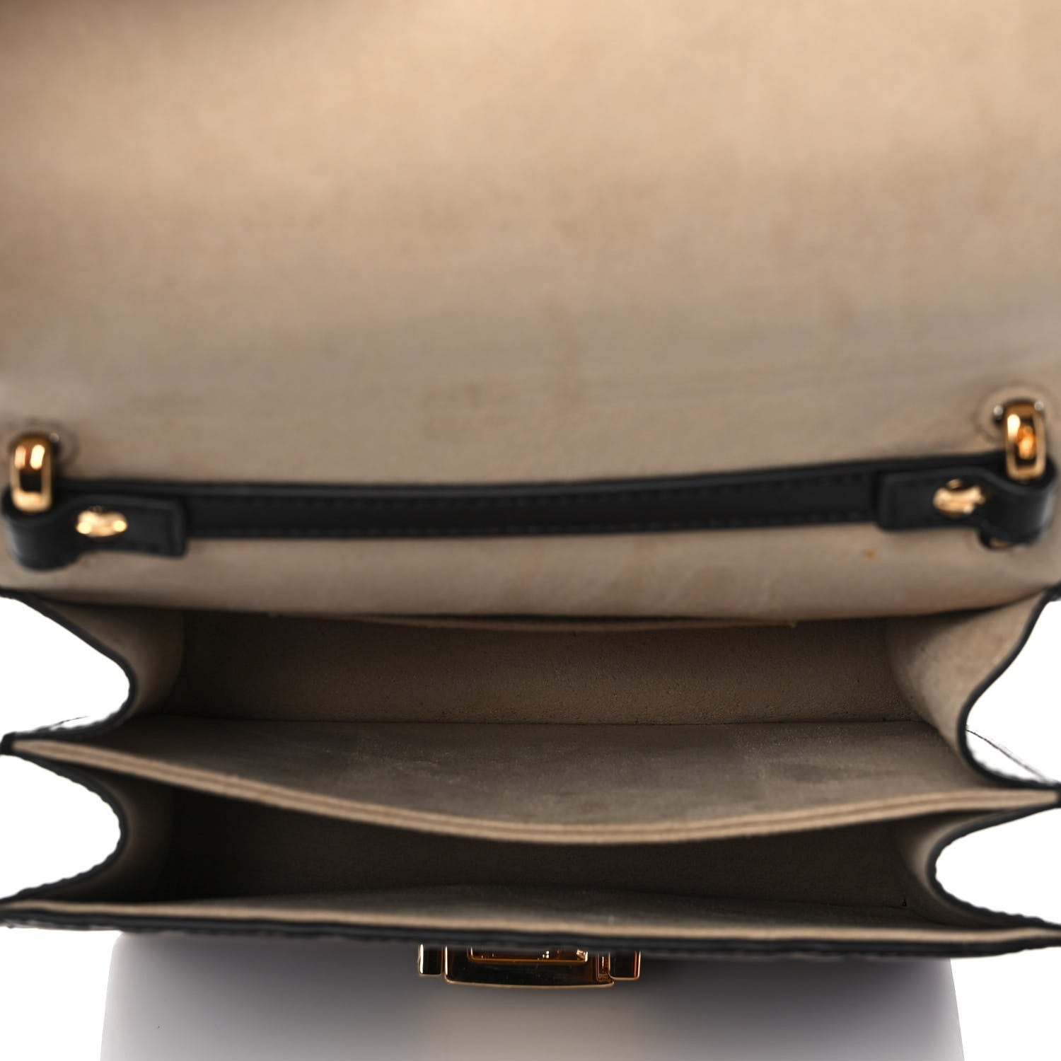 Fendi Vitello Liberty Bi-Color FF 1974 Embossed Small Kan U Shoulder Bag Maya Black 5 of 12