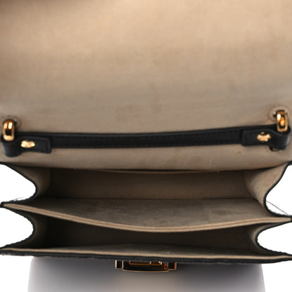 Fendi Vitello Liberty Bi-Color FF 1974 Embossed Small Kan U Shoulder Bag Maya Black 5 of 12