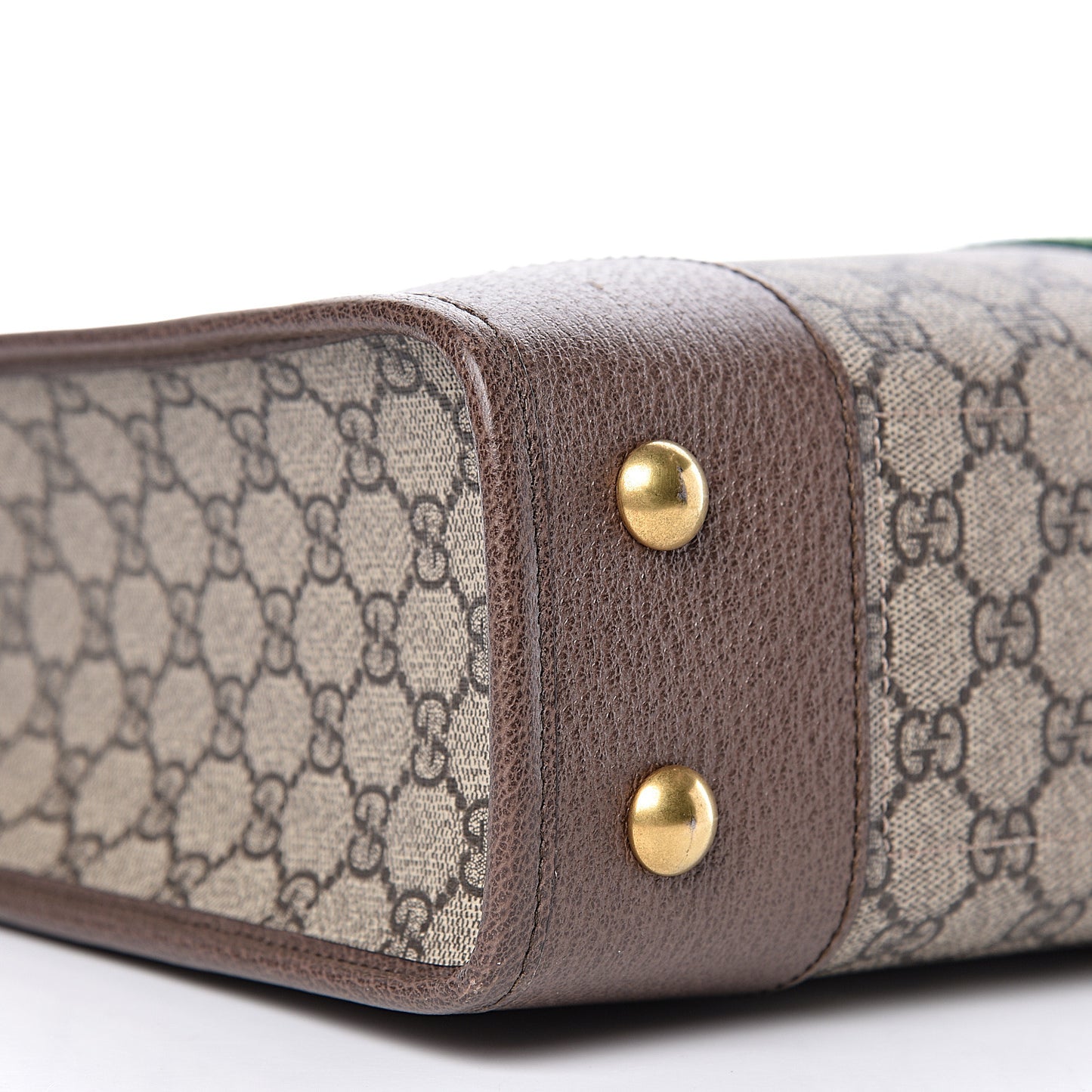 GG Supreme Monogram Textured Calfskin Web Medium Ophidia Slip Handle Tote Beige Ebony New Acero